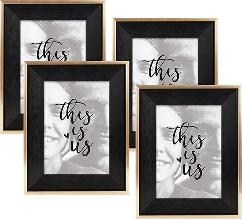 ArtbyHannah 8x10 Inch Picture Frames, Modern Black and Gold Photo Frames with Real Glass Cover for Tabletop Display or Wall Mount (2 Pack) in Saudi Arabia