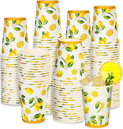 Umigy 100 Pcs Lemonade Paper Cups Disposable Lemonade Stand Cups Bathroom Mouthwash Drinking Disposable Cups for Summer Party Picnics Barbecues Traveling Hot Cold Beverage Water Juice (8 oz) in Saudi Arabia