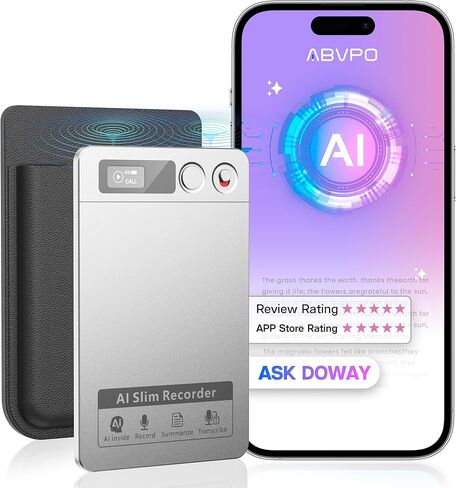 مسجل صوت AI، مسجل صوتي للملاحظات، نسخ وتلخيص، تقنية إلغاء الضوضاء AI، يدعم 152 لغة، ذاكرة 64 جيجابايت للتحكم في مسجل الصوت للمحاضرات والاجتماعات والمكالمات، رمادي داكن in Kuwait