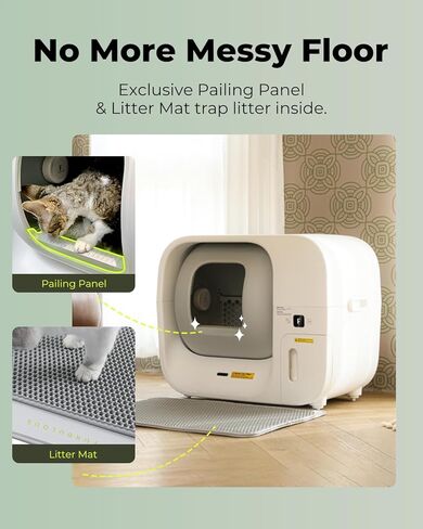 صندوق فضلات القطط ذو التنظيف الذاتي والتعبئة الخالي من الروائح، صندوق فضلات القطط الأوتوماتيكي مع نظام التعبئة الذاتية وإعادة التعبئة، التحكم في التطبيق، مساحة كبيرة جدًا للقطط التي يتراوح وزنها بين 3.3 و22 كجم، إصدار مطور in Kuwait