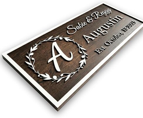 علامة عائلية خشبية مخصصة مع أسماء الأزواج، علامة اسم مخصصة، هدية زفاف فريدة للأزواج، لوحة تاريخ ثابتة ريفية، هدايا للزوجة in Kuwait