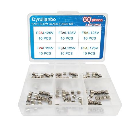 5x20mm mini الصمامات التشكيلة 125v 1a 2a 3a 5a 8a 10a amp amp blay light صمامات الزجاج السريعة السريعة مجموعة متنوعة 0.2x0.79 بوصات فتيل أنبوب زجاجي صغير لأضواء السلسلة لـ （6 طرز 60pcs） in Kuwait