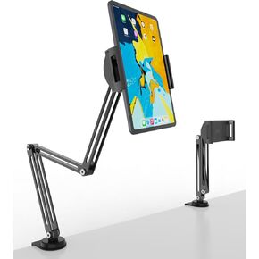 حامل كمبيوتر لوحي من سبائك الألومنيوم للمكتب، حامل هاتف قابل للطي على ذراع iPad قابل للتعديل 360 درجة متوافق مع iPad Pro Air 13/12.9/11 Mini، iPad 10/9th، شاشة محمولة 15.6، Samsung Galaxy Tab، Kindle in Kuwait
