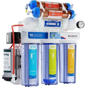 Max Water 6 Stage 100 GPD (جالون في اليوم) نظام تنقية المياه RODI (إزالة الأيونات بالتناضح العكسي) + مقياس TDS الرقمي لحوض السمك in Kuwait