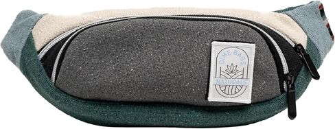 Dime Bags Fanny Pack Made with 100% Nepali Hemp, Unisex Waist Bag with 5 Pockets for Storage, Adjustable Strap, Lightweight Belt Bag for Travel, Hiking, & Daily Use, Naturals Maverick (Boho Blue) in Saudi Arabia