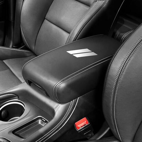 غطاء مسند ذراع وحدة التحكم المركزية للاشتعالات من Dodge Durango 2025 2024 2023-2021 Cover Cover Cover Cover Cover Palction Decoration Interior Decoration (Red Stitches ، Red) in Kuwait