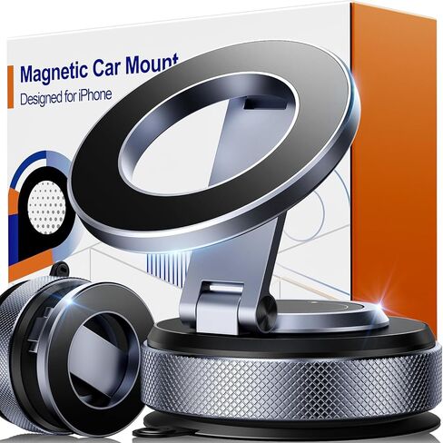 Magnetic Phone Holder for Car, Aerospace Aluminum iPhone Mount with 3200gf Magnet & 80LBS Vacuum Suction, 360° Adjustable Dashboard Mount Compatible with MagSafe iPhone 17 Pro Max/16/15/14/13 in Saudi Arabia