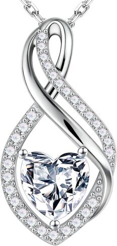 MOOSEA Infinity Moissanite Pendant Necklace, 1-3ct Lab Created Moissanite Necklace 925 Sterling Silver Anniversary Birthday Wedding Gifts for Women Wife Her, Dainty Heart Necklaces Jewelry Gift in Saudi Arabia