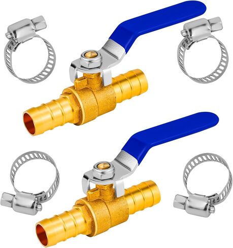 صمام كرة Barb Barb Barb 4-pack النحاسي 5/8 "أغلق خراطيم السخان من صمام PEX مع المشابك الفولاذ المقاوم للصدأ-مقاومة ارتفاع درجات الحرارة ، والتحكم في السوائل للماء ، والزيت ، والغاز ، وأنظمة الوقود (4 عبوات 5/8 '') in Kuwait