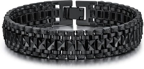 U7 Link Bracelets for Men, Cuban Link/Rope/Watch Band Solid Bracelet, Silver Black Gold Color Wrist Bracelet 3/6/9/12/15mm Width, 6.5/7.5/8.3 Inch Length, Hand Chain Jewelry for Mens Women in Saudi Arabia