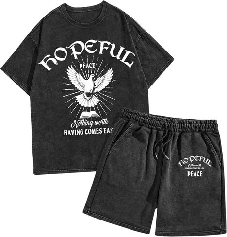 SOLY HUX Men's Retro Short Set Graphic Short Sleeve T Shirts and Shorts 2 Piece Clothes Summer Outfits in Saudi Arabia