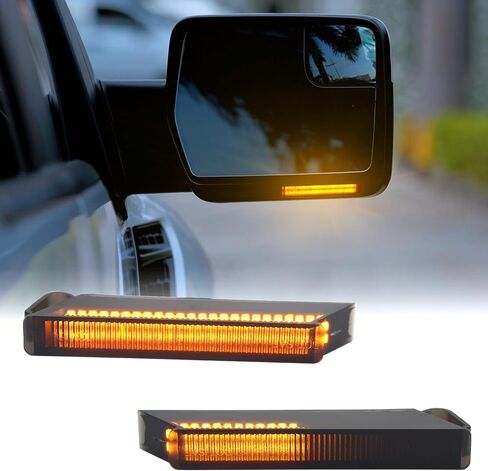 Sequential LED Side Mirror Turn Signal Lights for Ford F150 2009-2014 Raptor 2010-2014 Smoked Lens Amber 4pcs Inside Outside Right Left Lamps in Kuwait