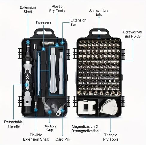 Ultimate 115 in 1 Precision Screwdriver Set - Chrome Vanadium Steel, Multi functional for PCs, Laptops, iPhones, iPads, Smartphones, and Watches - Essential DIY Repair Kit in Saudi Arabia