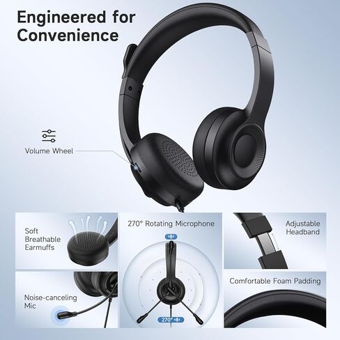AOC Computer Headset with Microphone for PC, USB Headset with Noise Cancelling Mic 1 ACW2210 in Saudi Arabia