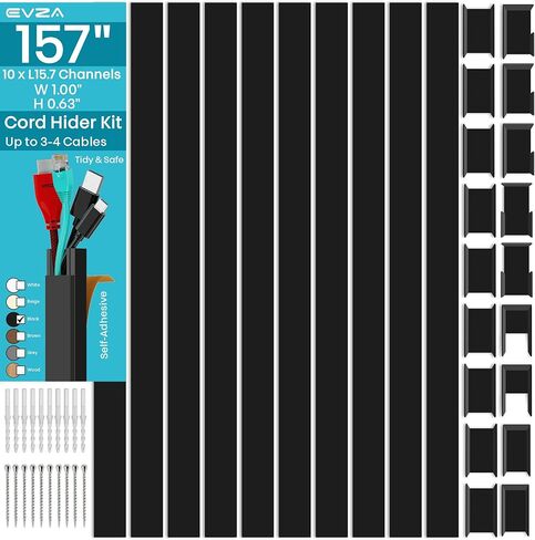 Beige Cable Cover Wire Hider - 157in Wire Covers for 1-2 Cords, Cord Covers for Wires on Wall Mount TV, Cable Concealer for Extension Cord, Cat and Puppy Poof Cord Concealer, Hide Wires Along Wall in Saudi Arabia
