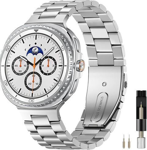 Miimall Metal Band Compatible for Samsung Galaxy Watch 8 40mm 44mm/8 Classic 46mm(2025), No Gap Stainless Steel Strap with Secure Clasp for Men Women, Business Wristband for Galaxy Watch 8/8 Classic in Saudi Arabia