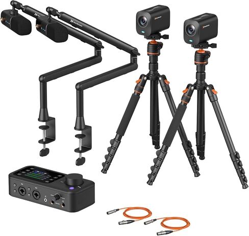 NearStream PodPro Quad Podcast Equipment Bundle for 4, Podcast Bundle Includes 4 VM20 Streaming Camera, 4 AM25X Microphone, 4 ST20 Boom Arm, 2 AMIX40U Audio Mixer, 4 Camera Tripod and 4 XLR Cables in Saudi Arabia