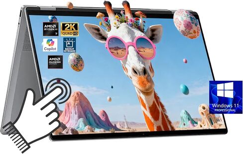 HP OmniBook X Flip 2 in 1 Touchscreen Laptop (Next Gen Envy x360), 16" FHD+ AMD Ryzen AI 7 350, 24GB LPDDR5 1TB SSD, Backlit KB, Win 11 Pro + Office, AI Copilot+ PC +BWE Accessory in Saudi Arabia