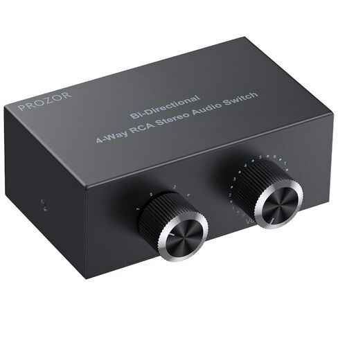 PROZOR 3.5mm & RCA Bi-Directional Audio Switch, 2-in-1-Out / 1-in-2-Out Passive Splitter with Volume Knob & Mute Button, Stereo L/R Audio Switcher Selector Box for Headphones, Amplifiers, Speakers in Saudi Arabia
