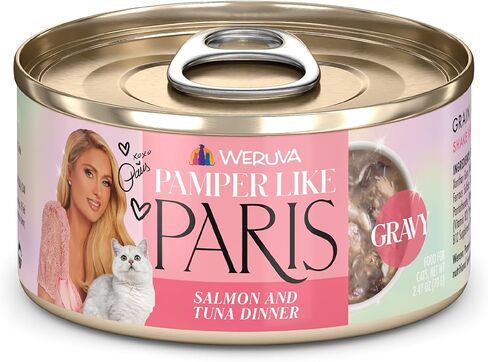 Weruva Paris Hilton Pamper Like Paris Natural Grain Free Wet Cat Food, Salmon and Tuna in Gravy, 2.47oz Can (Pack of 12) in Saudi Arabia
