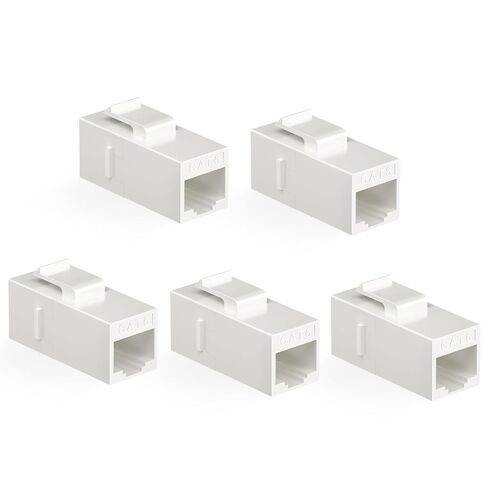 مقبس كيستون CAT6 RJ45 (5 عبوات) قارنة توصيل مضمنة، قارنة توصيل Cat6 RJ45 كيستون، وصلة إيثرنت أنثى إلى أنثى موسع كابل، أسود in Saudi Arabia