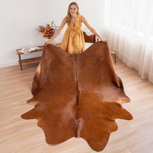 100% Genuine Brazilian Cowhide Rug - Brindle White Belly - Luxury Cowskin Cow Hide Leather Area Rug Home Decor (Large) 6 x 6 ft in Saudi Arabia