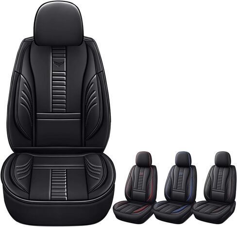 Full Set of Universal Fit Automotive Seat Covers fit for Lexus is 300 2016-2025, PU Leather Automobile Interior Sets with Headrest & Back Pillow Black & Red Line in Saudi Arabia
