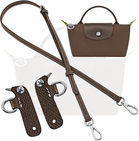 Anthracite Bag Leather Strap Replacement Adjustable Crossbody Shoulder Straps for XS Le Pliage MINI Pouch, No Damage Conversion Kits Accessories (MINI-Anthracite-Silver) in Saudi Arabia