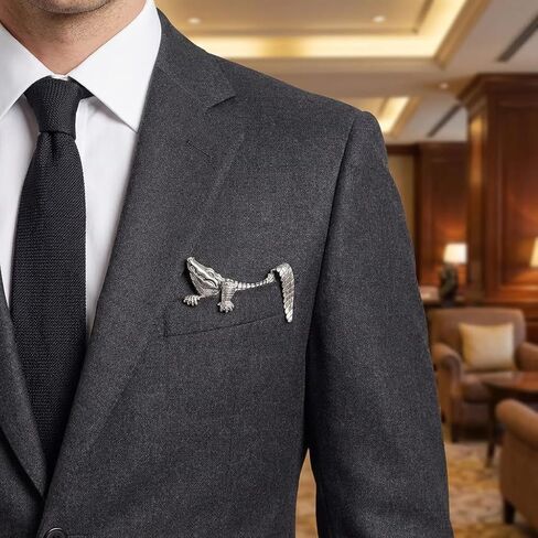 Vintage Alligator & Octopus Animal Brooch for Men Women, Retro Gold/Silver Rhinestone Animal Pin for Blazer Lapel, Suit Jacket, Backpack, Bag Decoration in Saudi Arabia