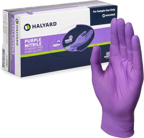 Halyard Purple Gloves Bloves Powder Free Dispabies Medical Floves Protection Chemo Chemo Protection 5.9 Mil 9.5 in Medium Purple 55082 (حالة 1000) in Saudi Arabia
