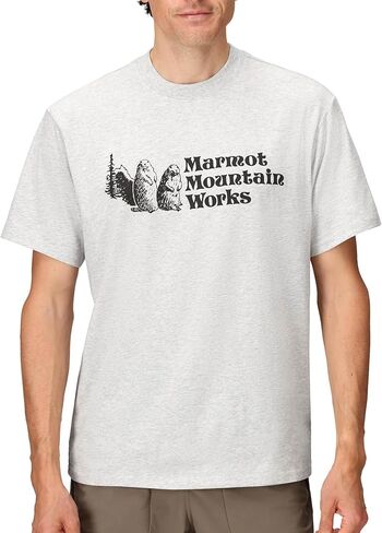 Marmot MMW MMW قصيرة الأكمام-رسم مطبوع على الشاشة على مزيج ناعم ، قابل للتنفس وصديق للبيئة/مزيج بولي in Kuwait