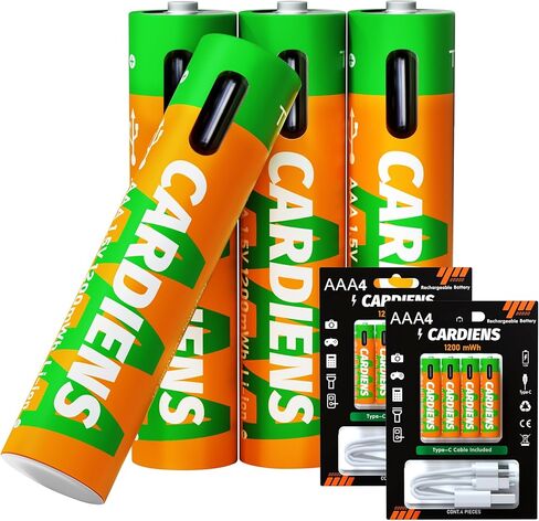 Rechargeable AAA Batteries USB C 1200 mWh Triple AAA Rechargeable Battery 1.5V AAA Lithium Batteries with 4-in-1 Charging Cable and LED Charge Indicator, 4-Pack in Kuwait