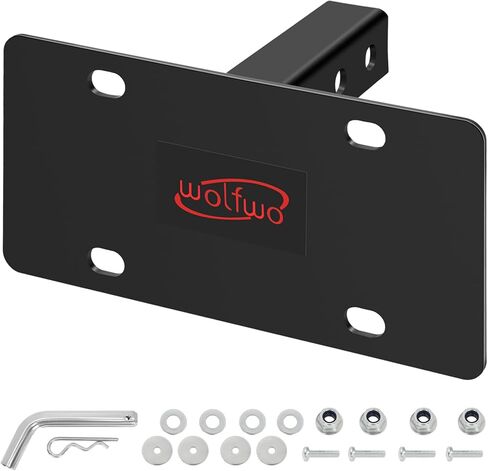 Wolfwo Trailer Hitch License Plate Holder Bracket - 2-Inch Receiver Compatible, Universal Fit for Trucks/SUVs/RVs, No Drilling Required- 5.2 mm Thick High Steel -Anti-Rust Coating in Kuwait