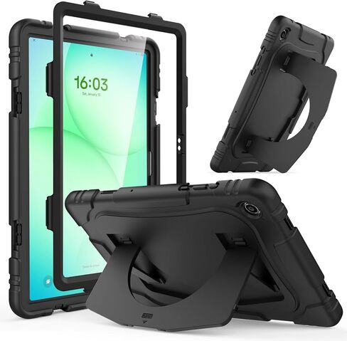 Case for Galaxy Tab A9+ / A9 Plus 11'' (SM-X210/X216/X218), with Screen Protector and Larger Kickstand, 3 Layer Heavy Duty Shockproof Cover Kid-Proof Protective Case for Samsung A9+ 11 Inch, Black in Kuwait