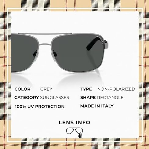 BURBERRY BE3074 Rectangle Shape Metal Sunglasses with Luxury Eyewear Kit in Saudi Arabia