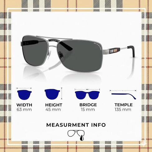 BURBERRY BE3074 Rectangle Shape Metal Sunglasses with Luxury Eyewear Kit in Saudi Arabia