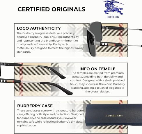 BURBERRY BE3074 Rectangle Shape Metal Sunglasses with Luxury Eyewear Kit in Saudi Arabia