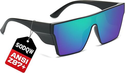 SODQW Z87 Sunglasses for Men Polarized Oversized for Big Head Wide Square Z87.1 Glasses UV400 Wrap Around Shades in Kuwait