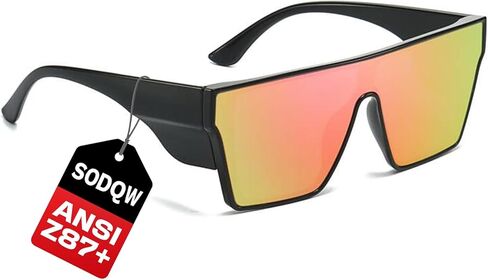 SODQW Z87 Sunglasses for Men Polarized Oversized for Big Head Wide Square Z87.1 Glasses UV400 Wrap Around Shades in Kuwait