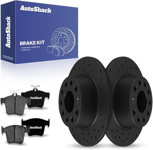 استبدال مجموعة الفرامل الخلفية Autoshack لعام 2019-2023 VW Jetta 2022-2023 TAOS 1.4L 1.5L FWD دوارات فرامل القرص المغلفة مع منصات الفرامل السيرامي in Kuwait