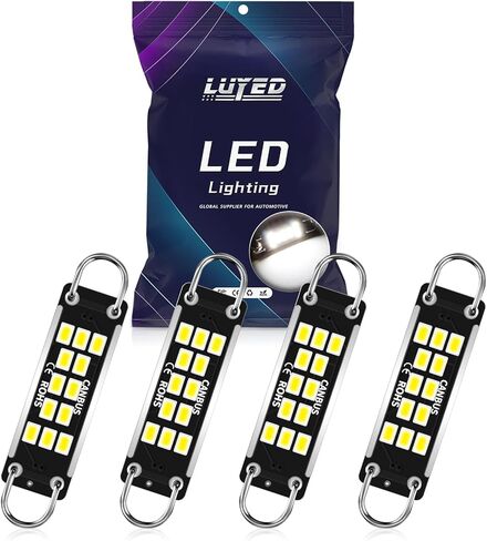 LUYED 44MM Super Bright LED for Car Dome Light, Compatible 561 562 567 564 3020 Bulbs, Xenon White Interior Lighting Use for Trunk Cargo Light, License Plate Bulbs, Pack of 4 in Saudi Arabia