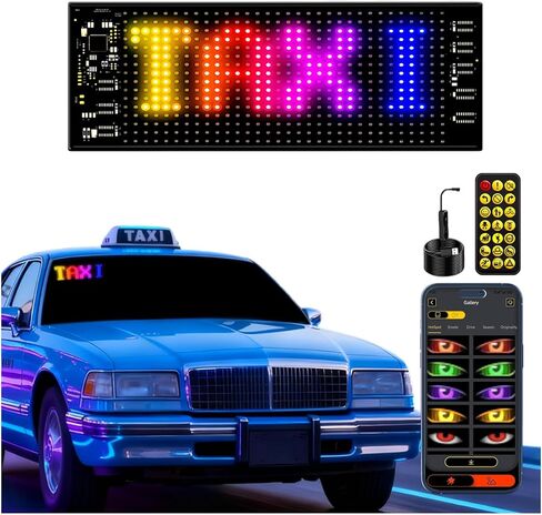 Programmable LED Sign for Car -14''x4'' Flexible USB 5V Digital Sign [Upgraded 20x64 LED beads], APP Control Scrolling LED Display with Pre-made Animations, DIY Graffiti for Store Car Bar in Kuwait