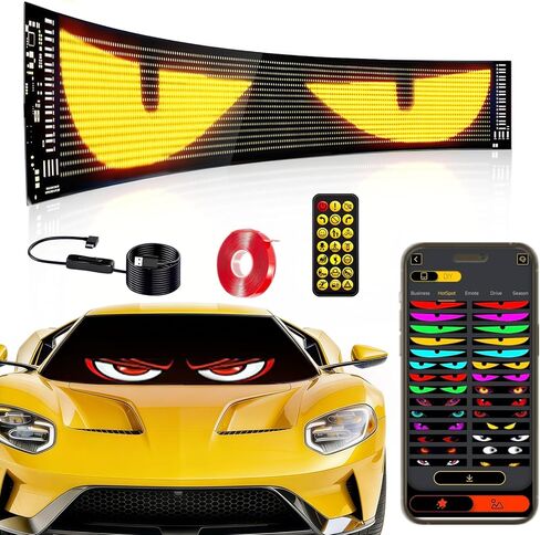 Programmable LED Sign for Car -14''x4'' Flexible USB 5V Digital Sign [Upgraded 20x64 LED beads], APP Control Scrolling LED Display with Pre-made Animations, DIY Graffiti for Store Car Bar in Kuwait