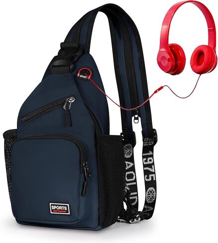 حقيبة ظهر Geestock Crossbody Sling للرجال والنساء، حقيبة كتف قابلة للتحويل وحقيبة صدر مقاومة للماء للرحلات النهارية والمشي لمسافات طويلة (أزرق داكن) in Saudi Arabia