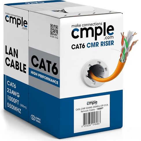 CMPLE - CAT6 CABLE 1000FT BULK LAN Ethernet Cat 6 Wire Network UTP 23AWG CMR RISER 10GBPS 550 MHz BOX 1000 FED ، Blue in Kuwait