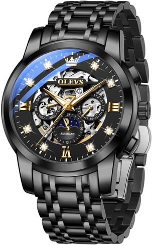 مشاهدة هيكل عظمي تلقائي للرجال مع الماس الميكانيكي لتوليد الفولاذ المقاوم للصدأ المقاوم للماء المرحلة ومضيئة in Kuwait