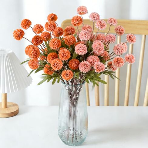 astryas 10pcs الزهور الاصطناعية ، فوكو مزيفة فو بومبون بومبون الأمهات المصغرة زهور chrysanthemum مع السيقان مزيج الأزهار البرية البيضاء لديي مركزية الحشو الزفاف الزخارف المنزل ، بيج. in Kuwait