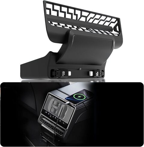 USB Hub for Tesla Model Y Juniper 2025 2026 Model 3 Highland 2024 2025, 87W Multi Port Center Console Fast Charger Rear Vent Air Outlet Expansion Cover Docking Station with Retractable Cables in Kuwait