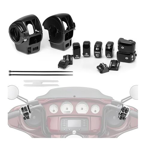 Chrome Switch Housings Caps Set, Hand Control Switch Housing Cover Button Compatible with Harley Davidson Street Glide Electra Glide Road King 1996-2013 in Saudi Arabia