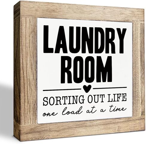 Laundry Wood Sign, Change Humor Sign for Laundry Room Decor, Decorative Wooden Box Signs, Farmhouse Decoration for Home Shelf Desk Tabletop, Rustic Home Decor in Kuwait
